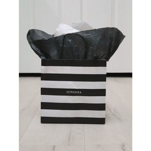 🖤🤍 SEPHORA Empty Black White Striped Paper Shopping Gift Bag with Tissues - Picture 8 of 9